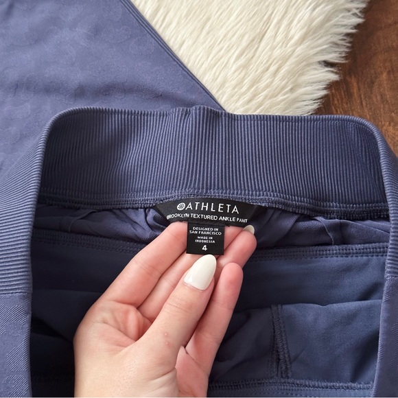 Athleta Brooklyn Textured Ankle Pant Leopard Medieval Violet - Picture 8 of 10